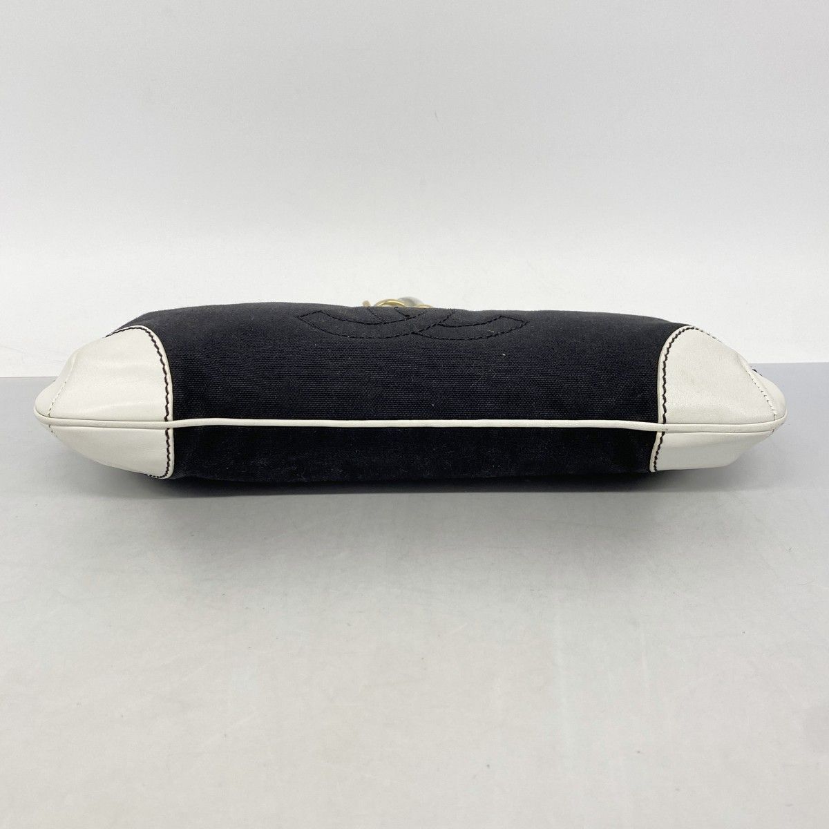 Chanel Handbag Canvas Black White Champagne Gold — view 3