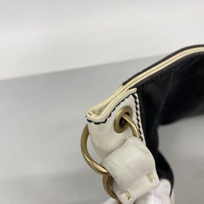 Chanel Handbag Canvas Black White Champagne Gold — view 7