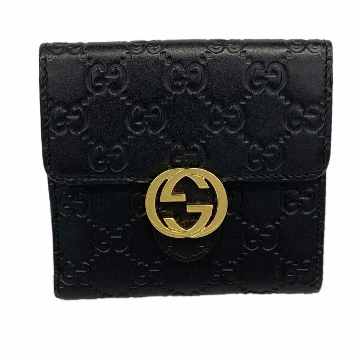 Gucci Wallet Guccissima Leather Black Gold