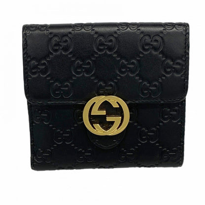 Gucci Wallet Guccissima Leather Black Gold