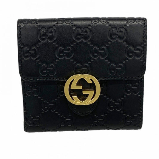 Gucci Wallet Guccissima Leather Black Gold