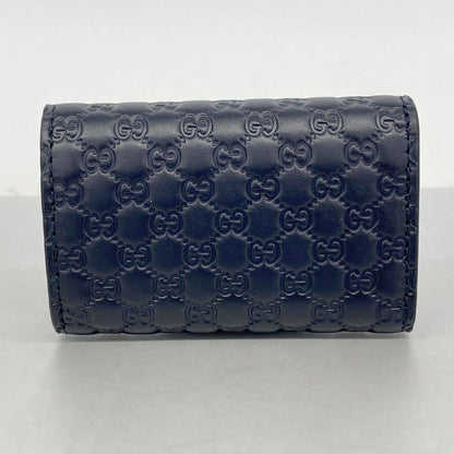Gucci Key Case Micro Guccissima Leather Navy Silver Key Holder — view 7