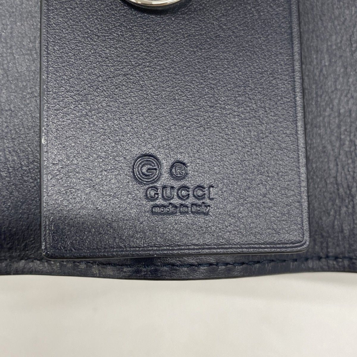 Gucci Key Case Micro Guccissima Leather Navy Silver Key Holder — view 4