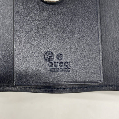 Gucci Key Case Micro Guccissima Leather Navy Silver Key Holder — view 4