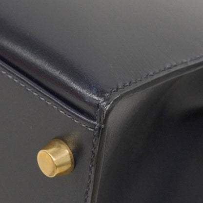 Hermes Handbag Kelly 28 Box Calf Blue Indigo Gold 2-Way — view 6