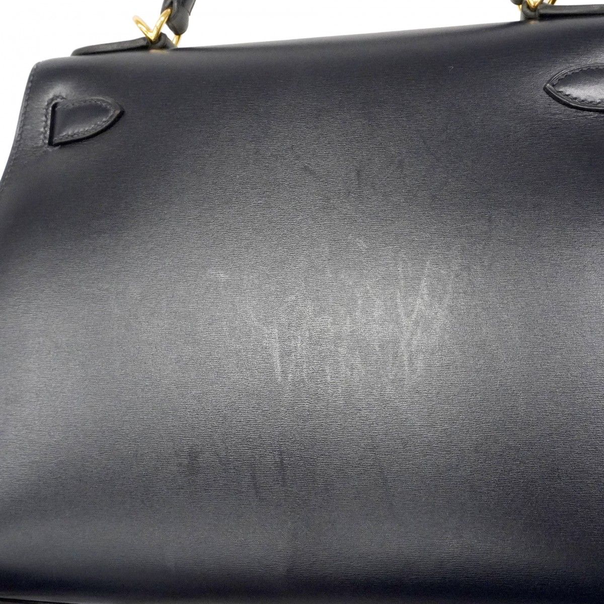 Hermes Handbag Kelly 28 Box Calf Blue Indigo Gold 2-Way — view 7