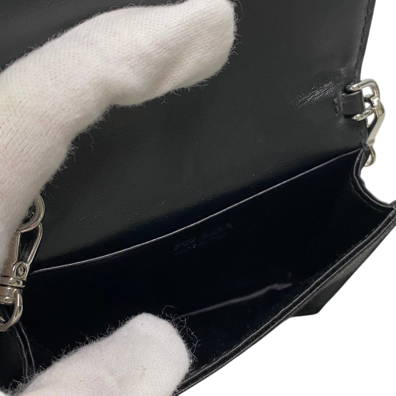 Prada Rhinestone Flap Card Holder Mini Bag Black Silver — view 8