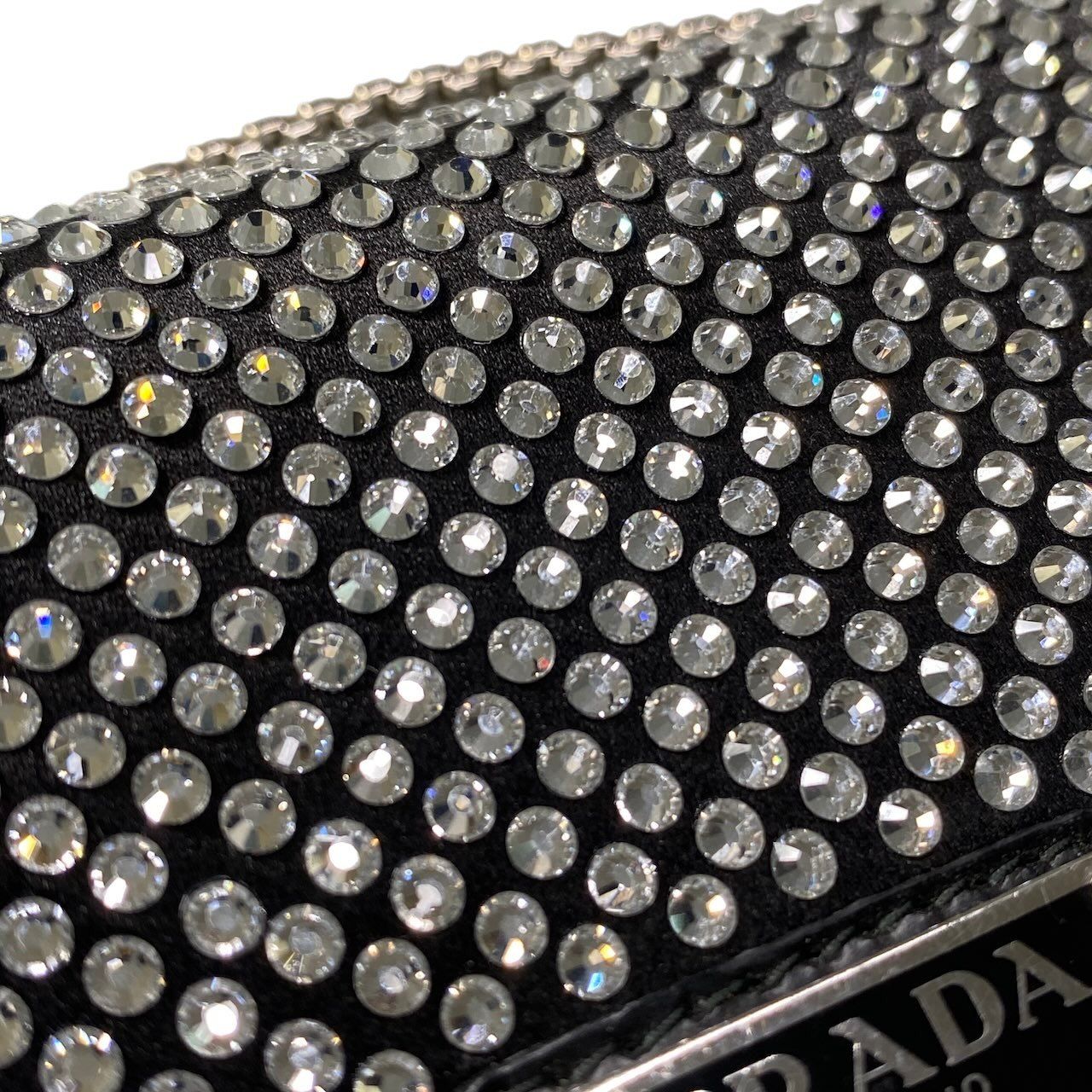 Prada Rhinestone Flap Card Holder Mini Bag Black Silver — view 7