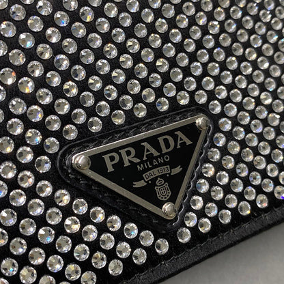 Prada Rhinestone Flap Card Holder Mini Bag Black Silver — view 6