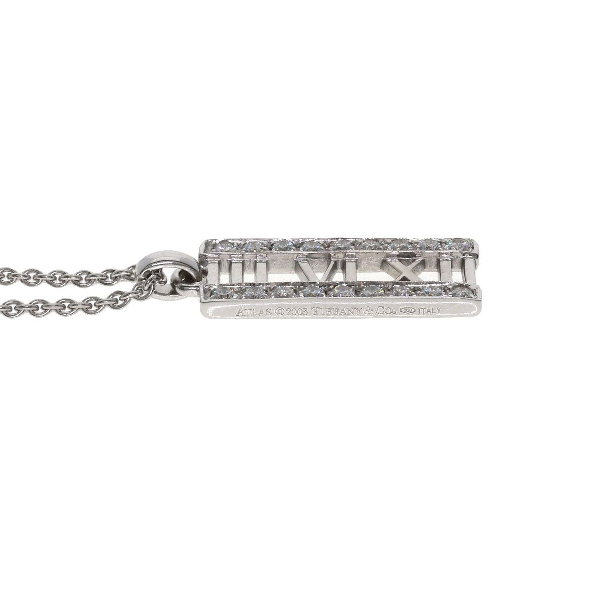 Tiffany & Co Atlas Bar Diamond Necklace 18k White Gold — view 4