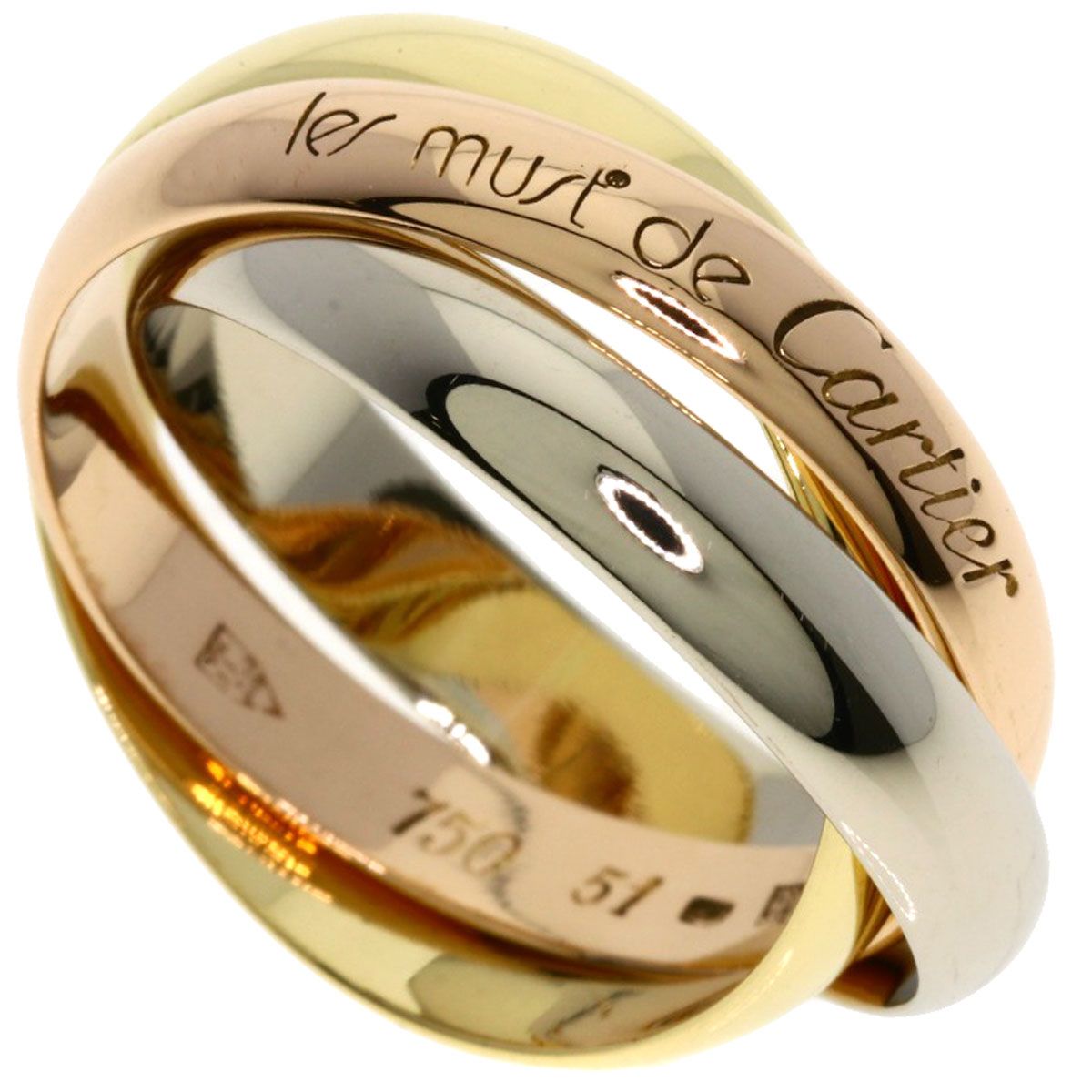 Cartier Trinity 51 Ring 18k Pink Gold 18k Yellow White