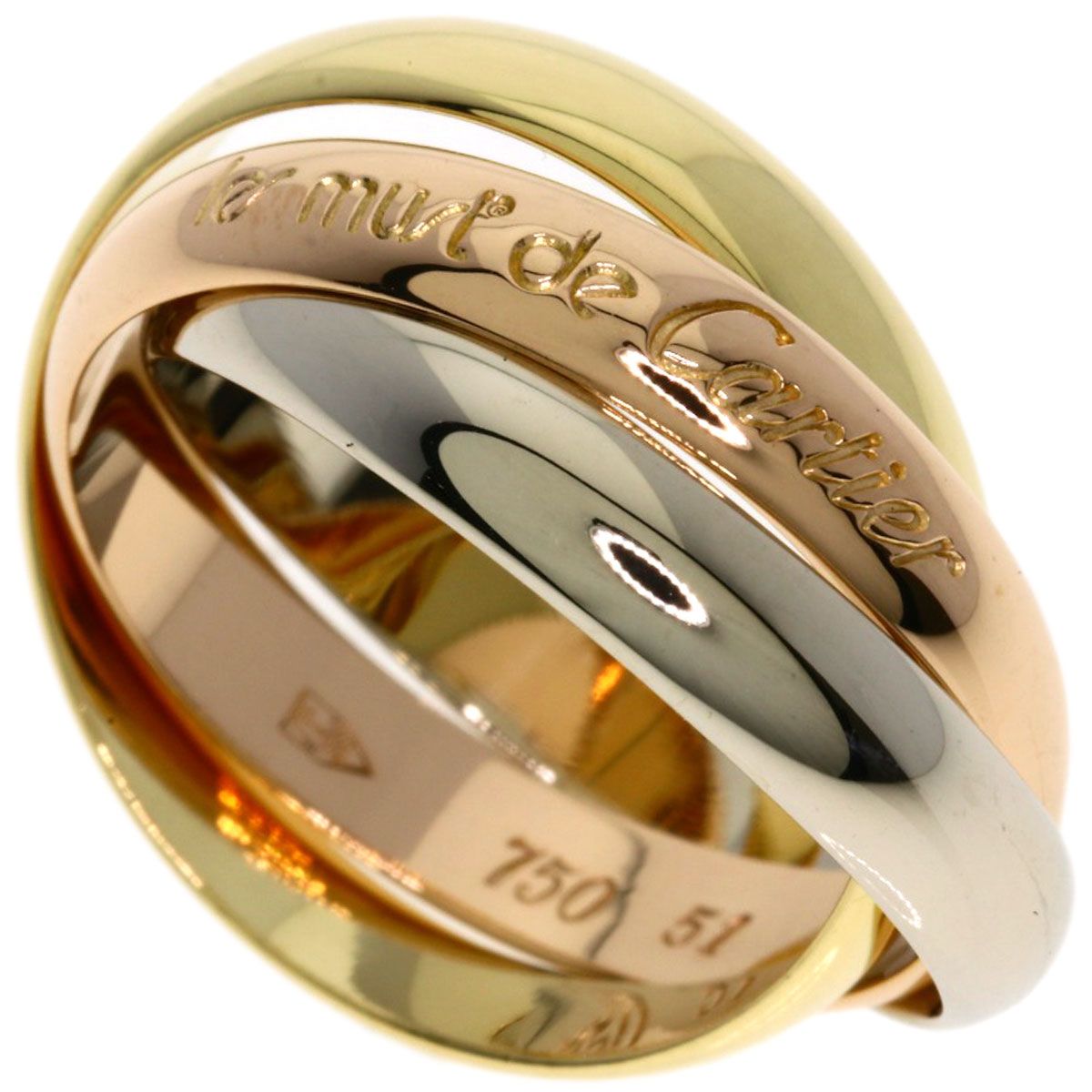 Cartier Trinity 51 Ring 18k Pink Gold 18k Yellow White