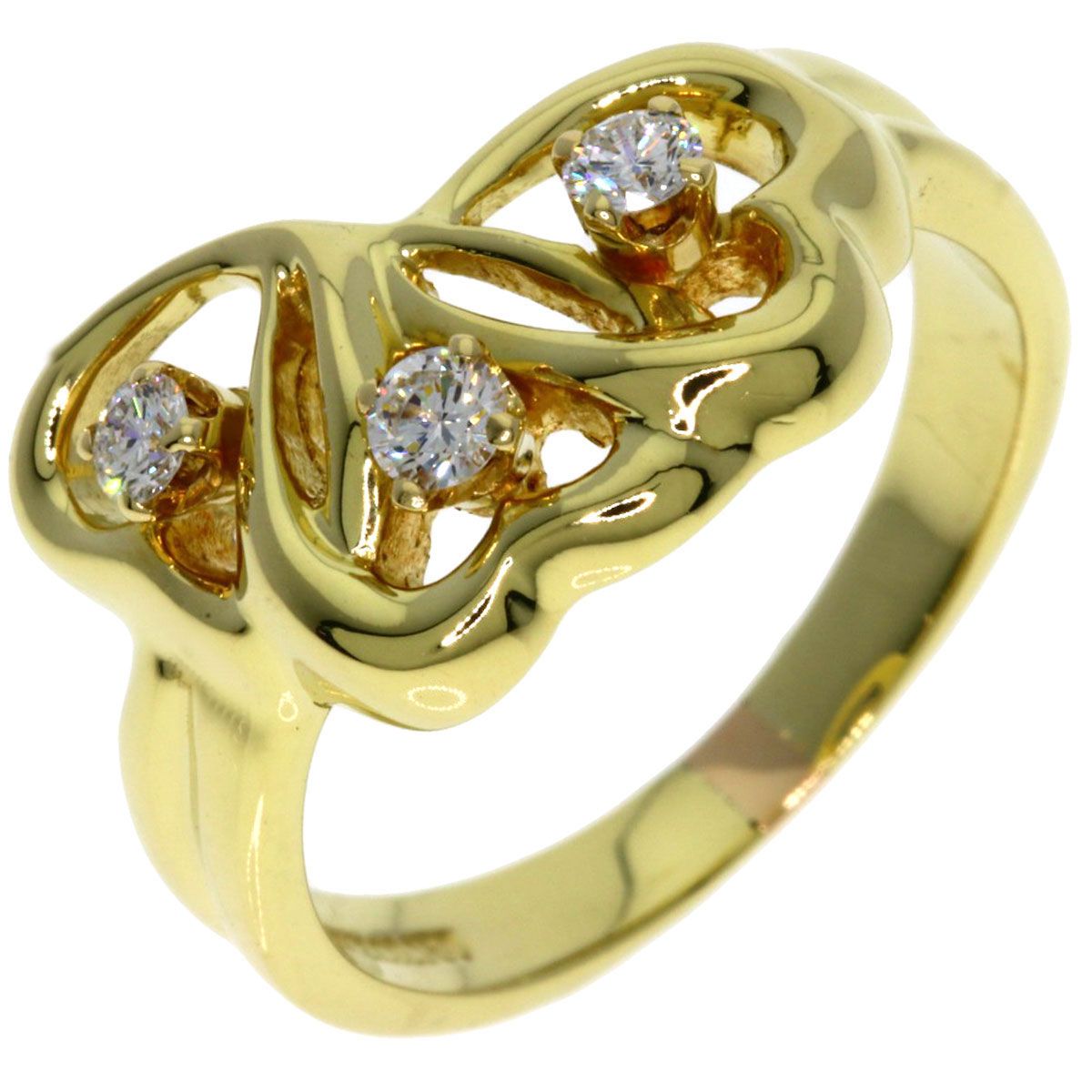 Tiffany & Co Triple Heart Diamond Ring 18k Yellow Gold — view 2