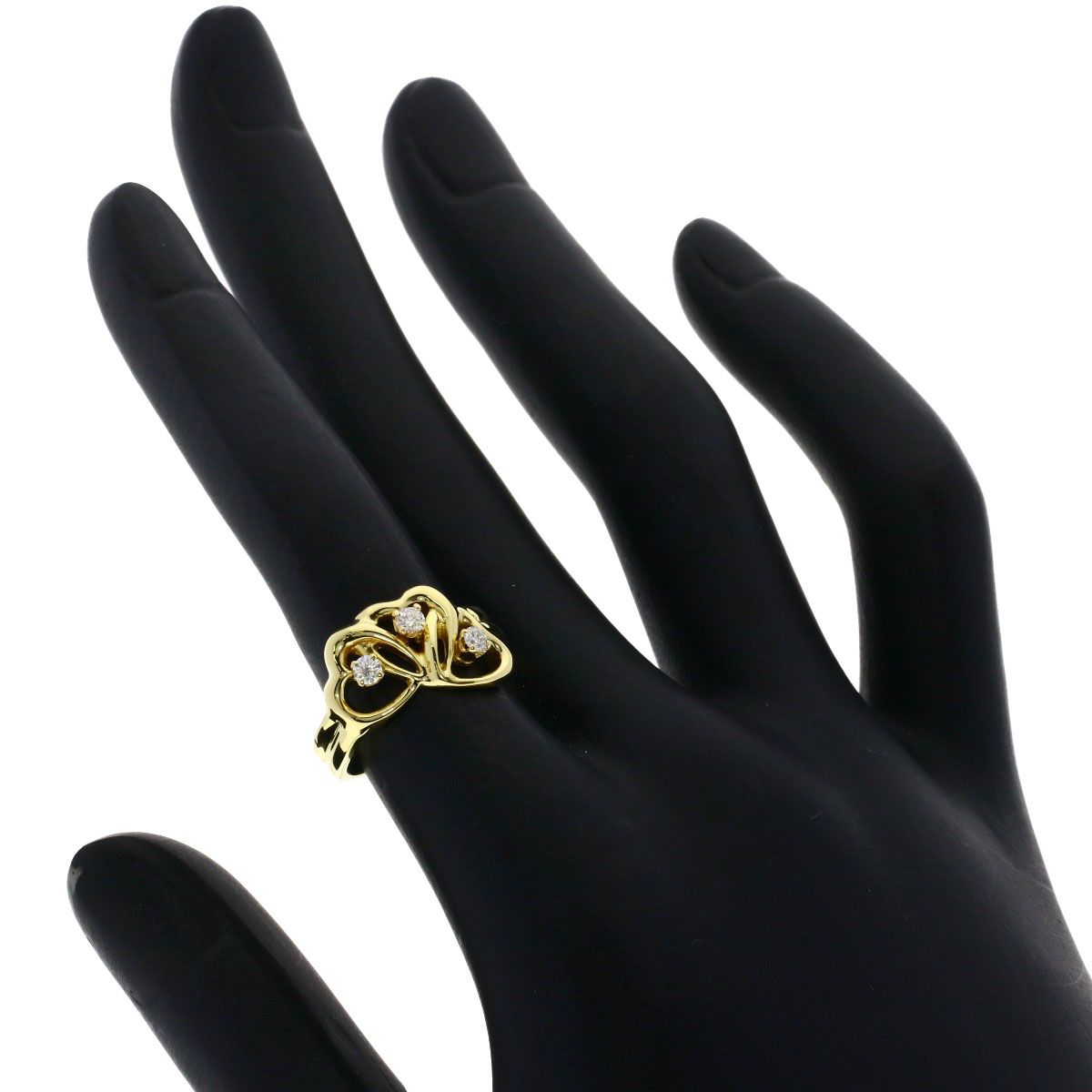 Tiffany & Co Triple Heart Diamond Ring 18k Yellow Gold — view 6