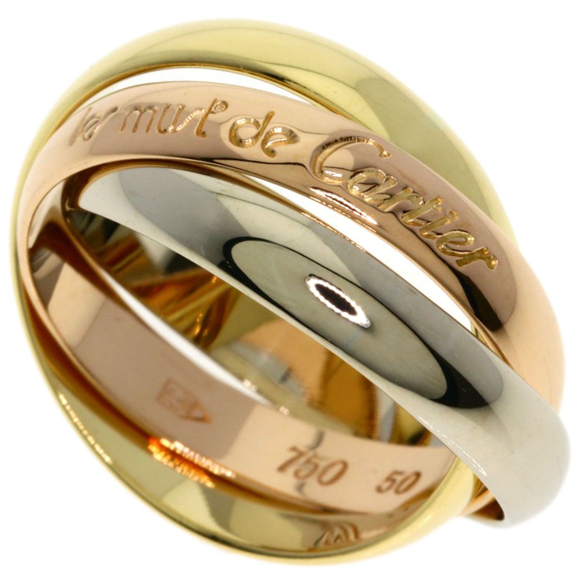 Cartier Trinity 50 Ring 18k Pink Gold 18k Yellow White