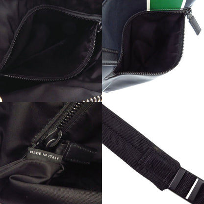 Prada Leather Triangle Logo Navy Green Shoulder — view 8