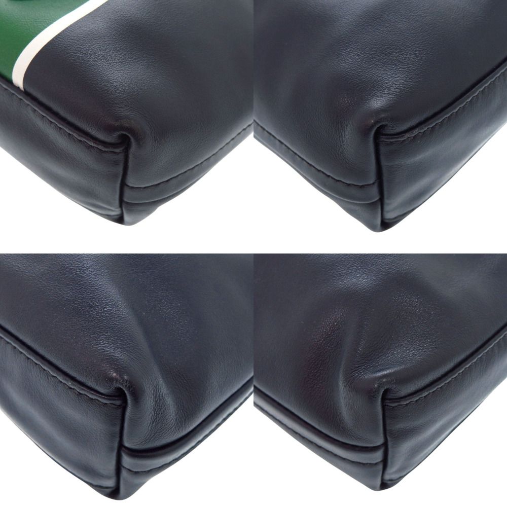 Prada Leather Triangle Logo Navy Green Shoulder — view 4
