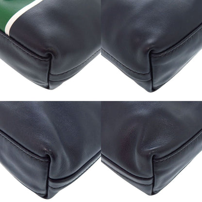 Prada Leather Triangle Logo Navy Green Shoulder — view 4
