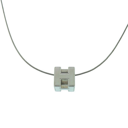 Hermes Cage de Ash Cube Metal Necklace Silver