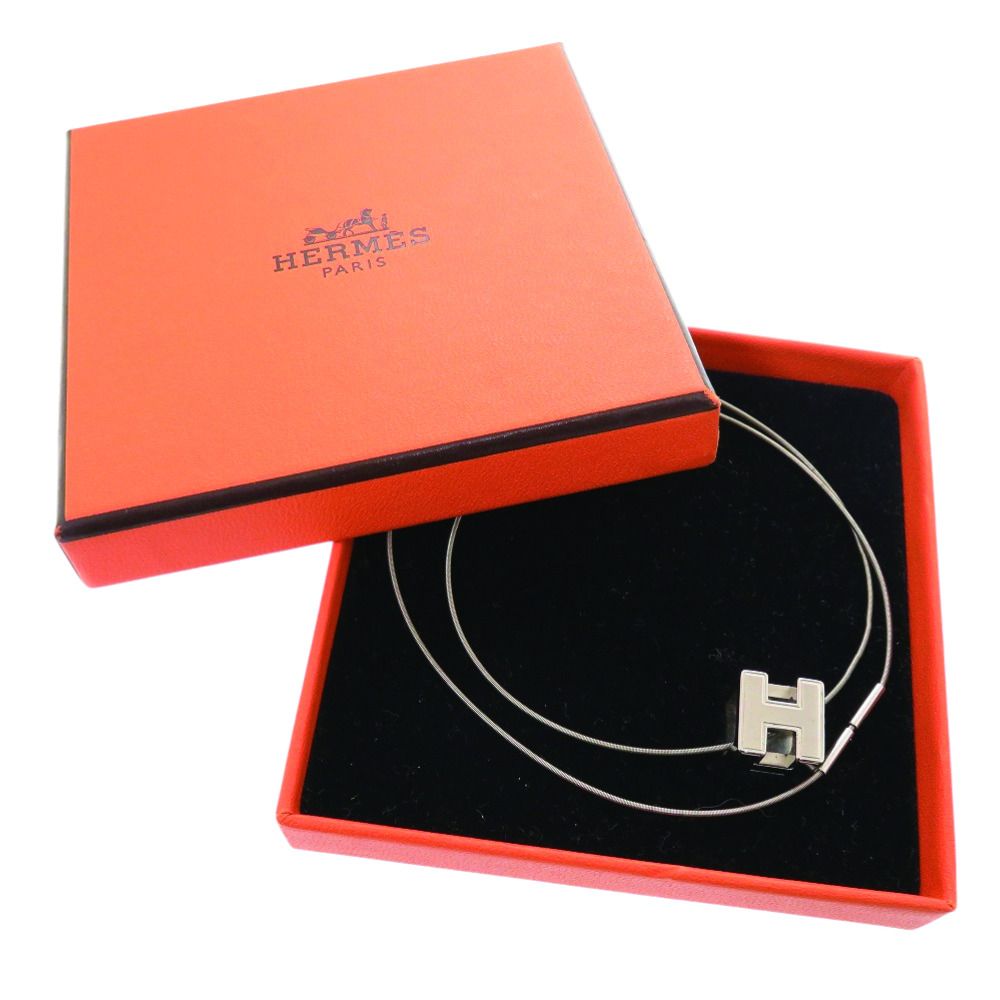 Hermes Cage de Ash Cube Metal Necklace Silver — view 2