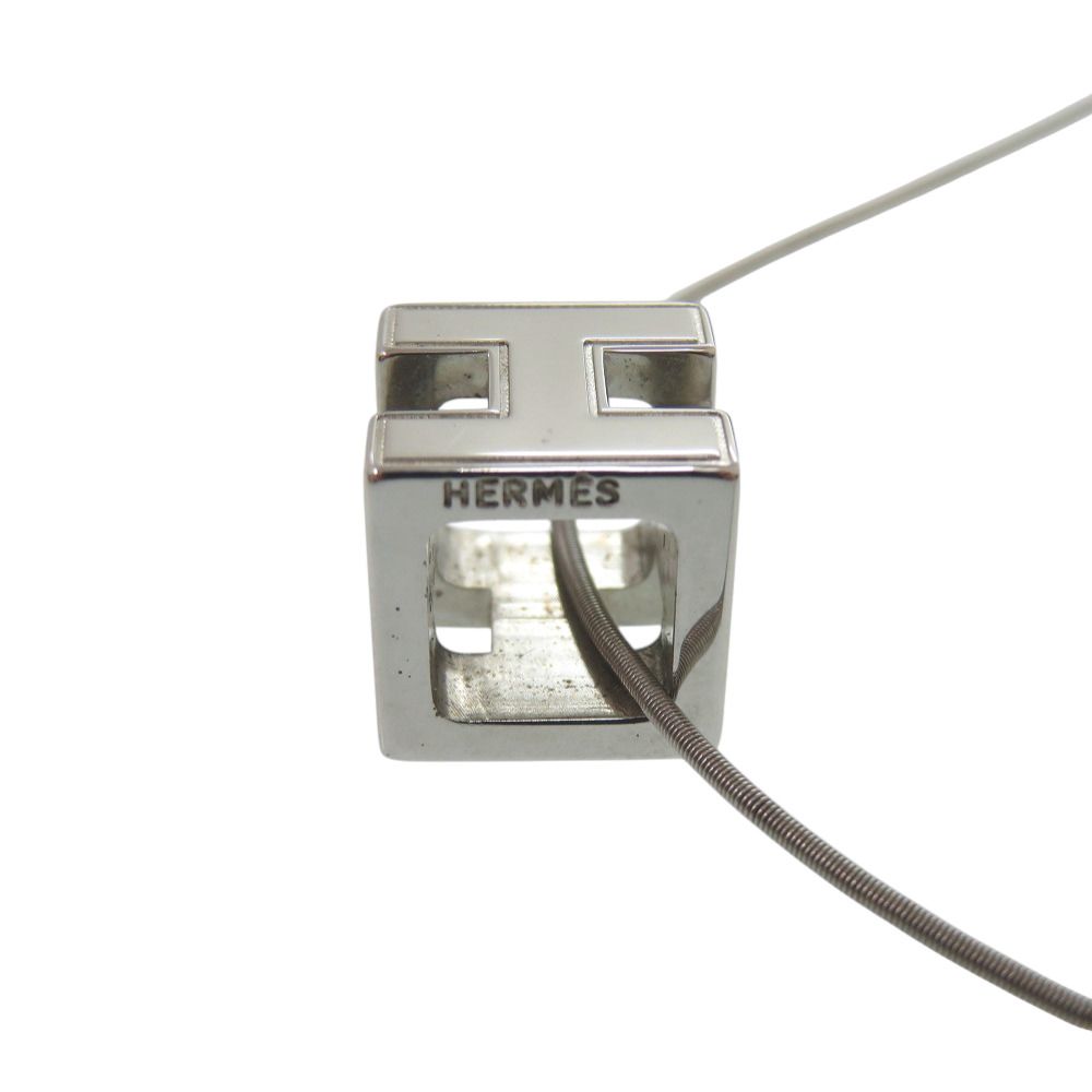 Hermes Cage de Ash Cube Metal Necklace Silver — view 4