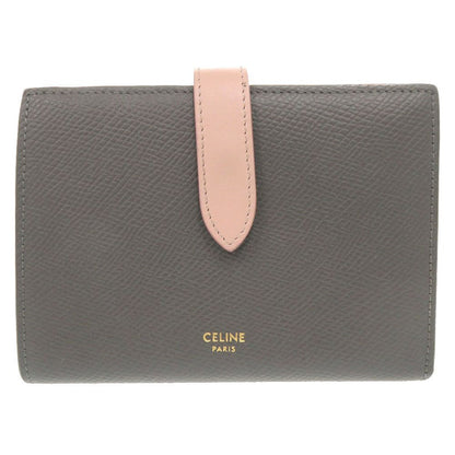 Celine Bicolor Strap Leather Gray Pink Bifold Wallet