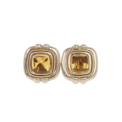 Tiffany & Co Vintage Square 925 Sterling Silver 18k Yellow Gold Citrine Earrings