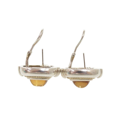 Tiffany & Co Vintage Square 925 Sterling Silver 18k Yellow Gold Citrine Earrings — view 4
