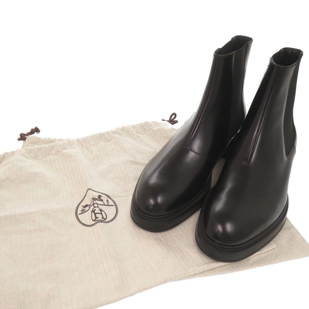 Hermes Leather Black 42.5 Side Gore Boots Short — view 2