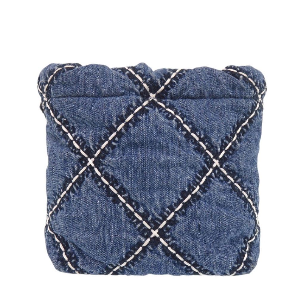 Chanel 22 Chain Quilted Stitch Denim Mini Shoulder Bag Blue Silver — view 2