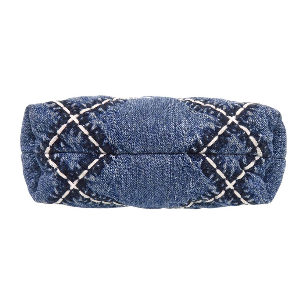 Chanel 22 Chain Quilted Stitch Denim Mini Shoulder Bag Blue Silver — view 4