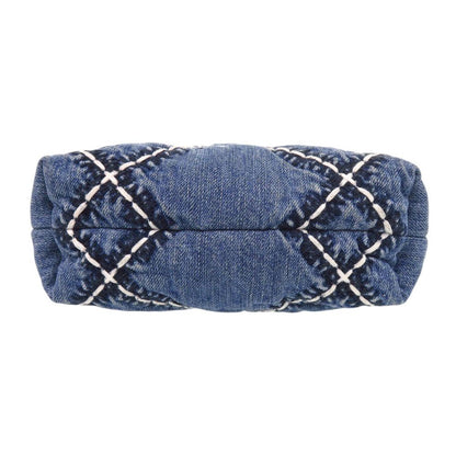Chanel 22 Chain Quilted Stitch Denim Mini Shoulder Bag Blue Silver — view 4