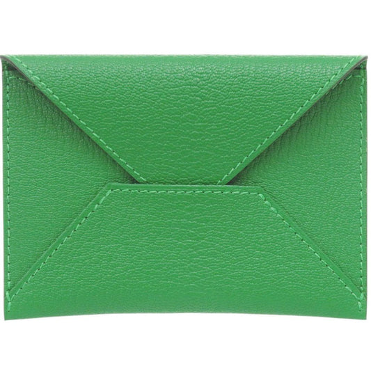 Hermes Envelope Chevrumisor Bamboo Card Case Wallet Green