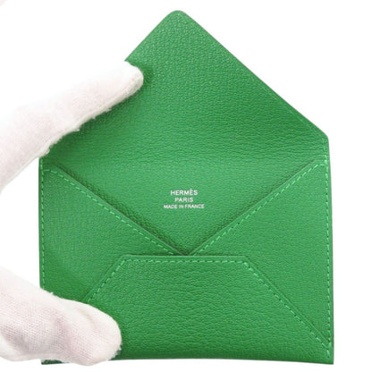 Hermes Envelope Chevrumisor Bamboo Card Case Wallet Green — view 5