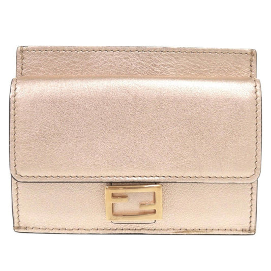 Fendi Baguette Leather Champagne Pink Card Case Coin