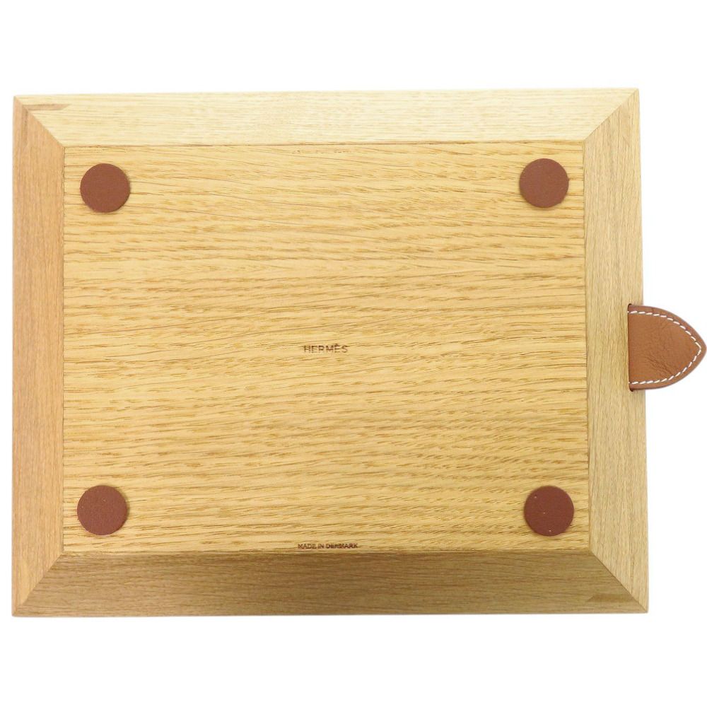 Hermes Vido Posh Rectangular Atrium Wood Taurillon Squirrel Gold Interior Tray — view 3