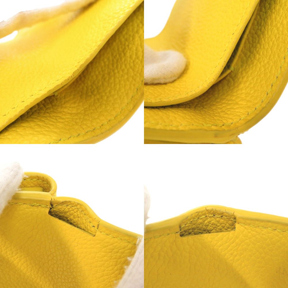 Saint Laurent Paris Logo Leather Yellow Trifold Wallet — view 9