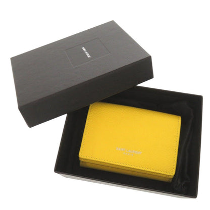 Saint Laurent Paris Logo Leather Yellow Trifold Wallet — view 2