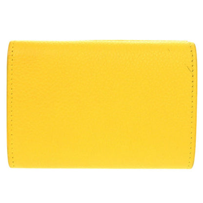 Saint Laurent Paris Logo Leather Yellow Trifold Wallet — view 3