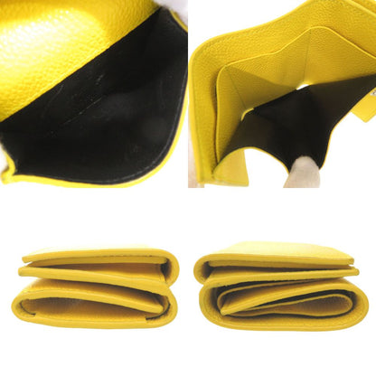 Saint Laurent Paris Logo Leather Yellow Trifold Wallet — view 7