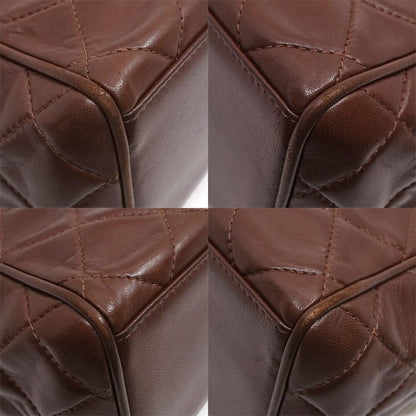 Chanel Quilted Handbag CC Logo Lambskin Brown Gold — view 5