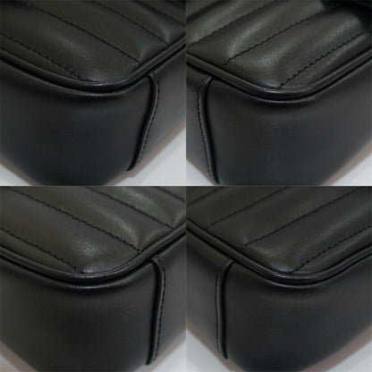 Gucci GG Marmont Small Shoulder Bag 2-Way Logo Leather Black Silver — view 5