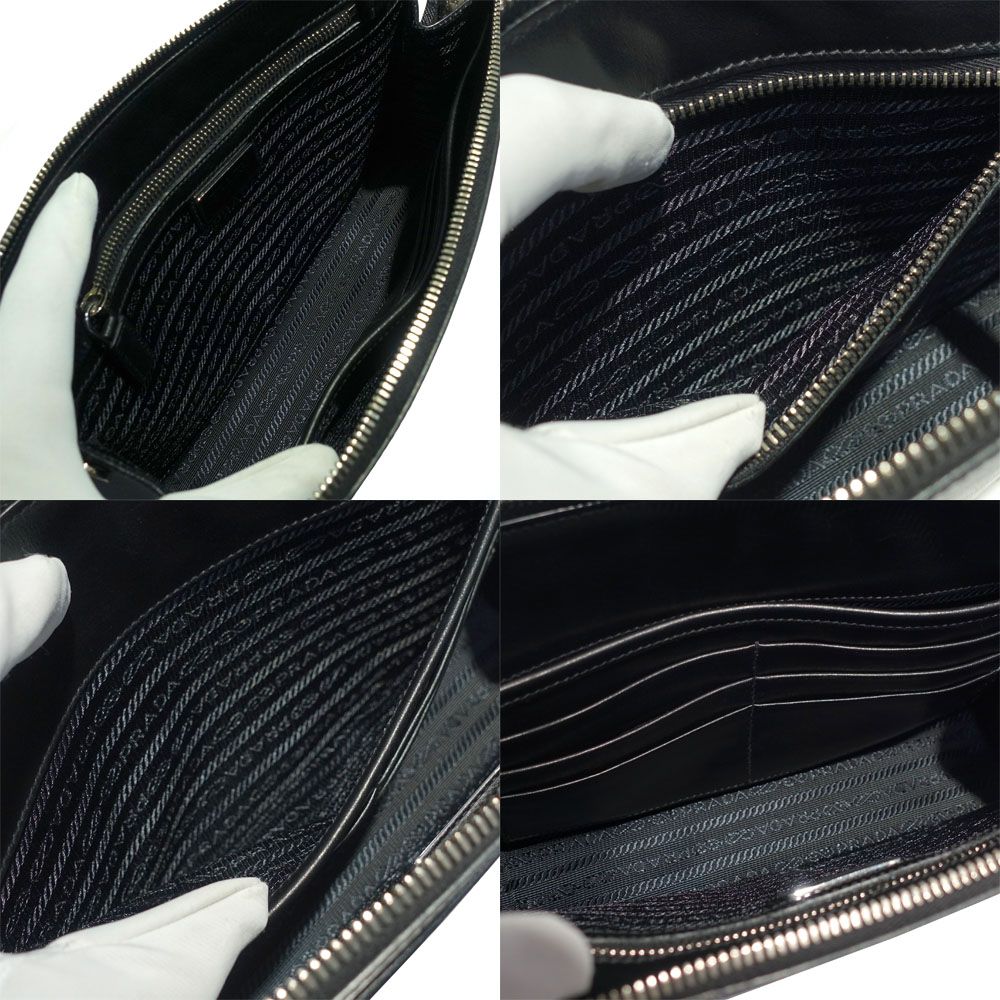 Prada Clutch Saffiano Leather Black Silver — view 5