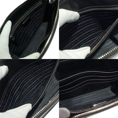 Prada Clutch Saffiano Leather Black Silver — view 5