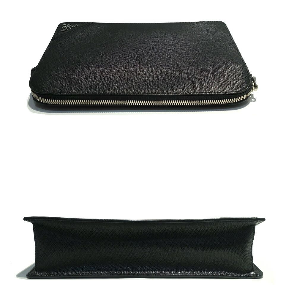 Prada Clutch Saffiano Leather Black Silver — view 3