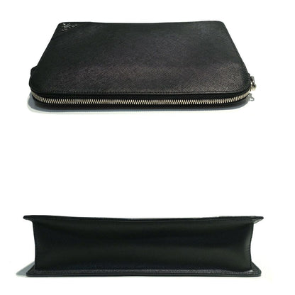 Prada Clutch Saffiano Leather Black Silver — view 3