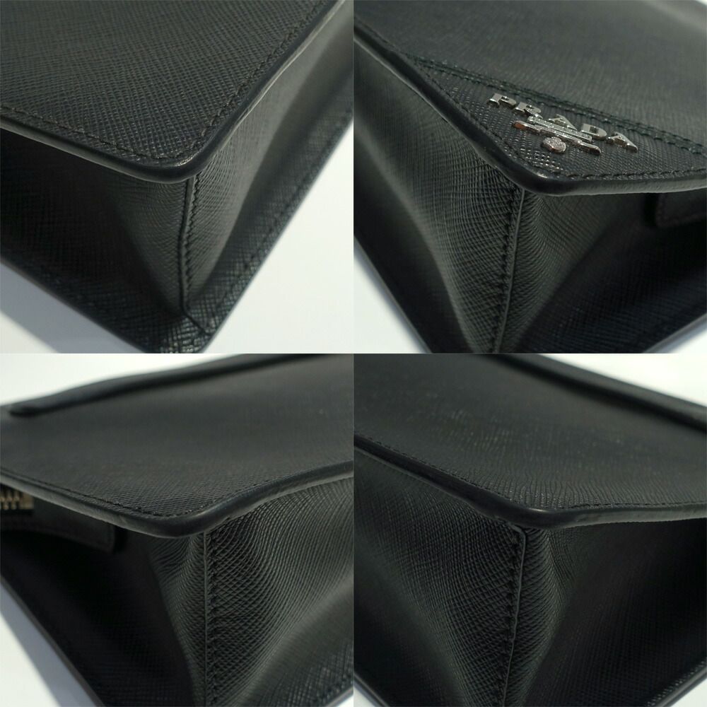 Prada Clutch Saffiano Leather Black Silver — view 4
