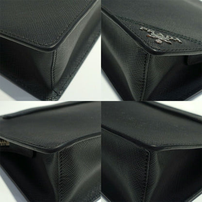 Prada Clutch Saffiano Leather Black Silver — view 4