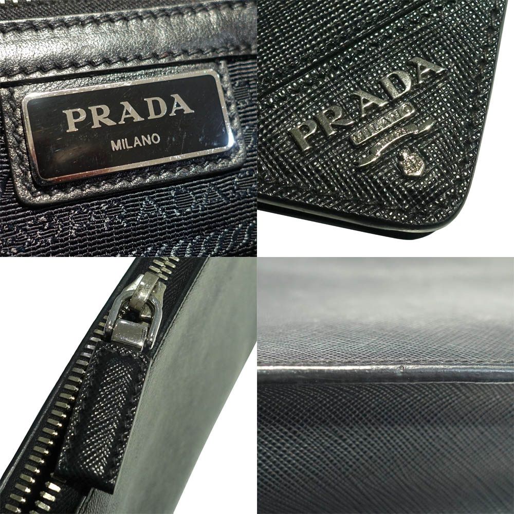 Prada Clutch Saffiano Leather Black Silver — view 6