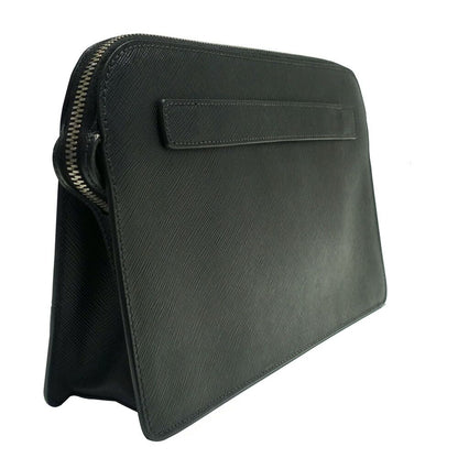 Prada Clutch Saffiano Leather Black Silver — view 2